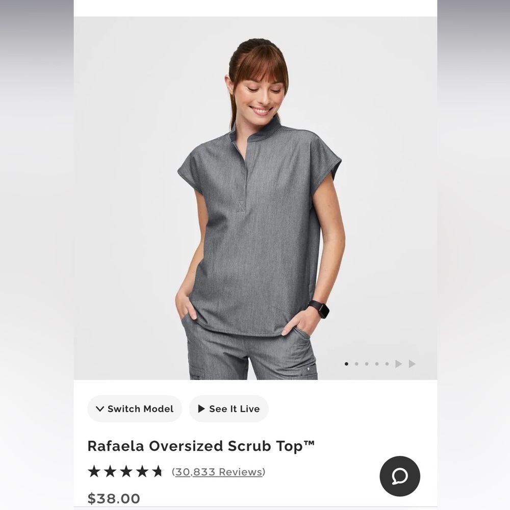 FIGS RAFAELA OVERSIZED SCRUBS PANTS TOP + FIGS ZAMORA JOGGER SCRUBS IN GRAPHITE